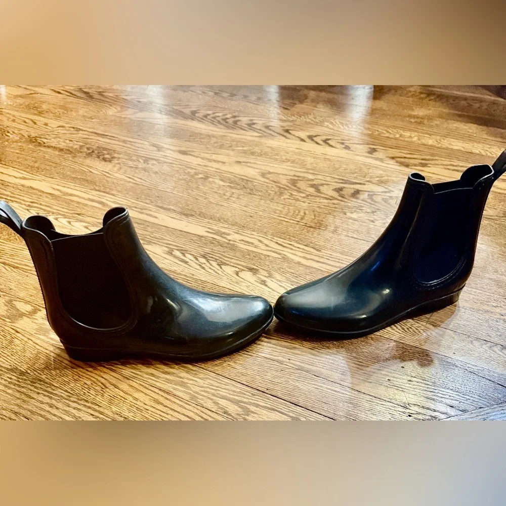 Henry Ferrera Chelsea‎ Rain Boots Womens 9 Black Waterproof Glossy Gorpcore